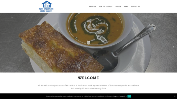 Screenshot of the North London Action For The Homeless website