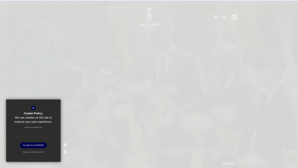 Screenshot of the Monk's Walk School Parent Teacher And Friends Association website