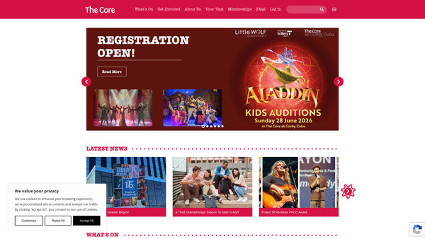 Screenshot of the Corby Cube Theatre Trust website