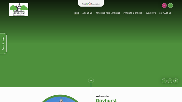 Screenshot of the Community Of Gayhurst School website