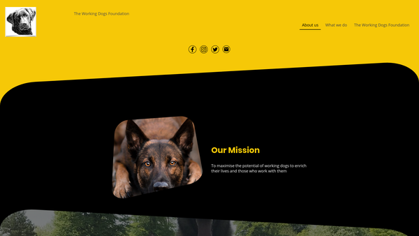 Screenshot of the The Working Dogs Foundation website