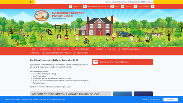 Screenshot of the Sytchampton Endowed Primary School PTA website