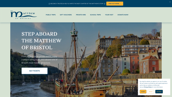 Screenshot of the The Matthew Of Bristol Trust website