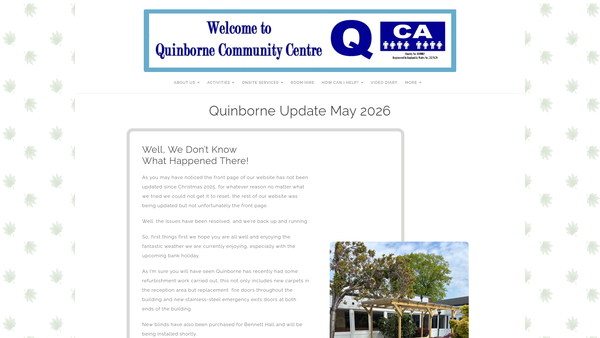 Screenshot of the Quinborne Community Association Limited website