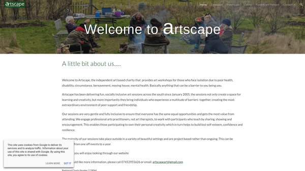 Screenshot of the Artscape website