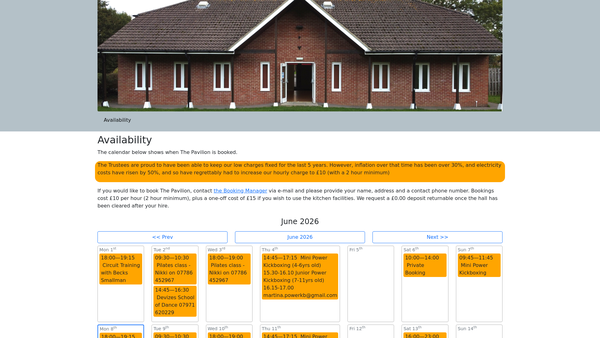 Screenshot of the The New Pavilion Trust website