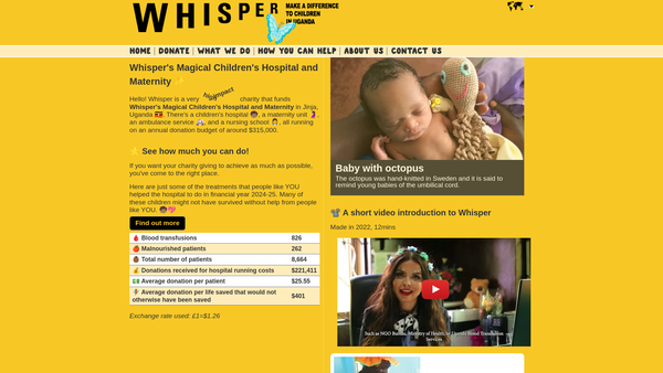 Screenshot of the Whisper website