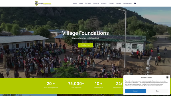 Screenshot of the Village Foundations website