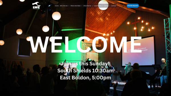Screenshot of the Living Waters Church South Tyneside website