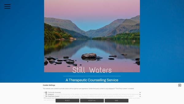Screenshot of the Still Waters website