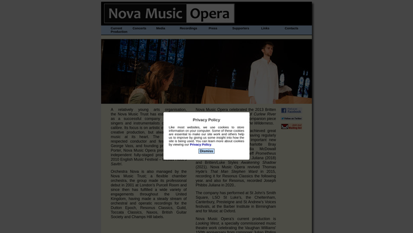 Screenshot of the The Nova Music Trust website