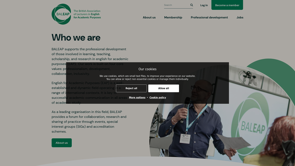 Screenshot of the Baleap website