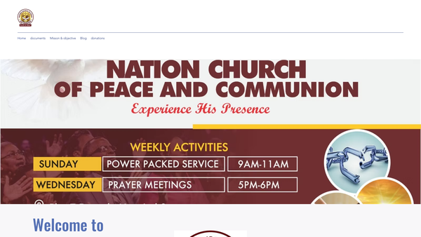 Screenshot of the The Nation Church Of Peace And Communion website