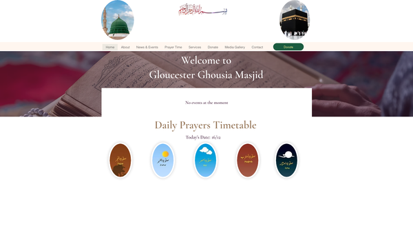 Screenshot of the Ghousia Islamic Community Centre website