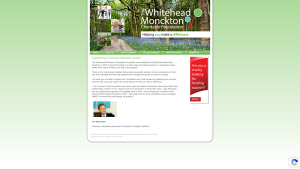 Screenshot of the Whitehead Monckton Charitable Foundation website