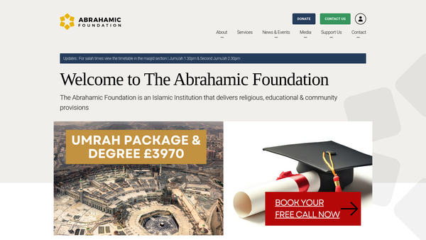 Screenshot of the The Abrahamic Foundation website