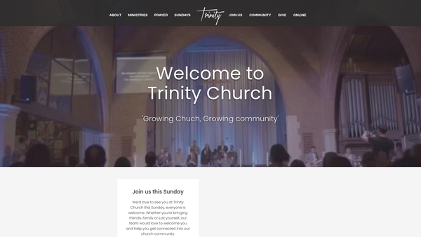 Screenshot of the Trinity Church, Harrow website