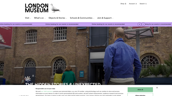 Screenshot of the Museum Of London website
