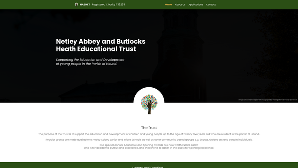 Screenshot of the The Netley Abbey And Butlocks Heath Educational Trust website