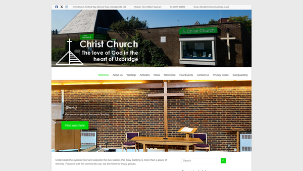 Screenshot of the Christ Church, Uxbridge website
