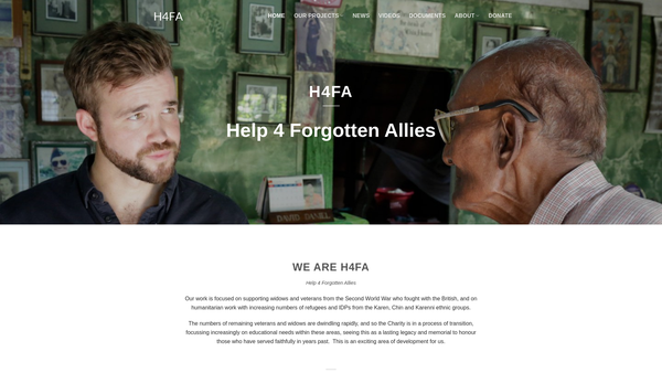 Screenshot of the Help 4 Forgotten Allies website