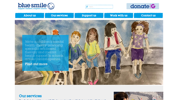 Screenshot of the Blue Smile Project website