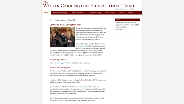 Screenshot of the The Walter Carrington Educational Trust website