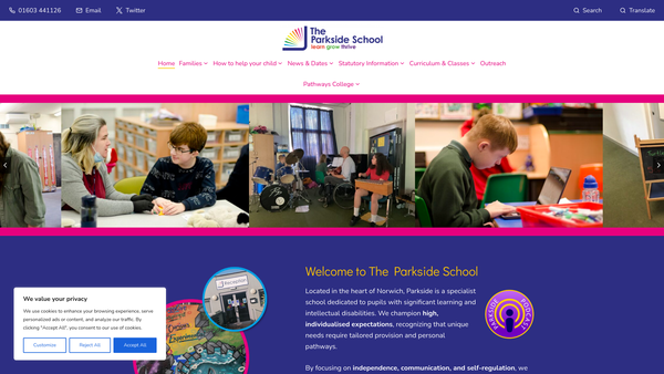 Screenshot of the Parkside Community Trust website