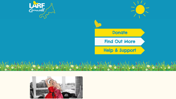 Screenshot of the Lauren Hoare And Rosie Howis Teenager And Young Persons Cancer Fund (Larf Cornwall) website