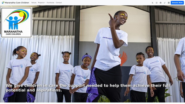 Screenshot of the Maranatha Care Children website