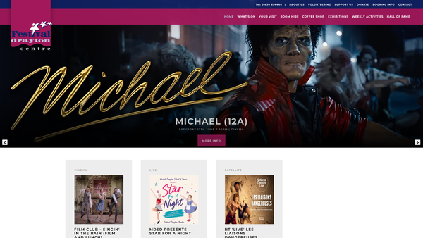 Screenshot of the Festival Drayton Centre website