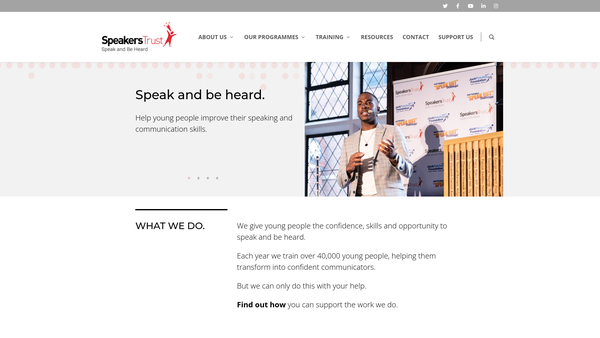 Screenshot of the Speakers Trust Limited website