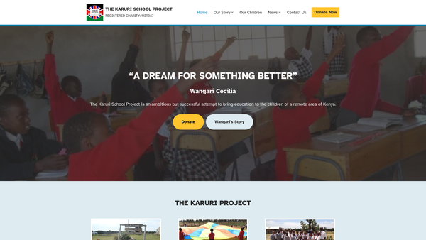 Screenshot of the Karuri School Project Trust website