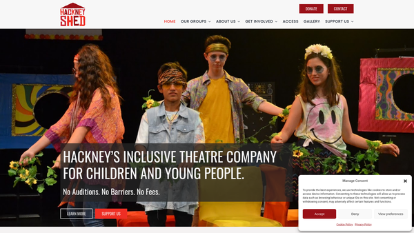 Screenshot of the Hackney Shed (CIO) website