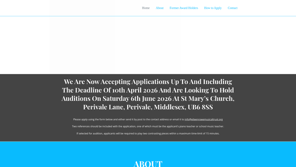 Screenshot of the The Eileen Rowe Musical Trust website