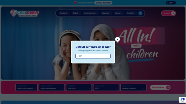 Screenshot of the Child Relief website