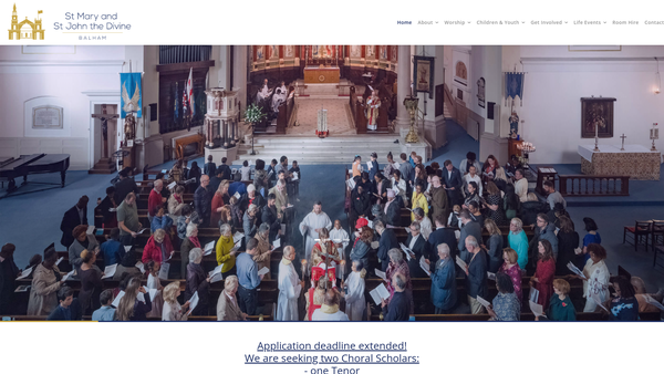 Screenshot of the The Parochial Church Council Of The Ecclesiastical Parish Of St Mary & St John The Divine, Balham website