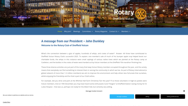 Screenshot of the The Rotary Club Of Sheffield Vulcan Trust website