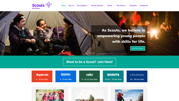 Screenshot of the 4th Huddersfield Golcar Scout Group website