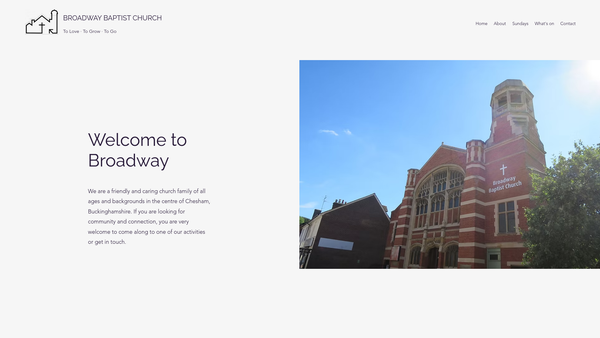 Screenshot of the Broadway Baptist Church, Chesham website