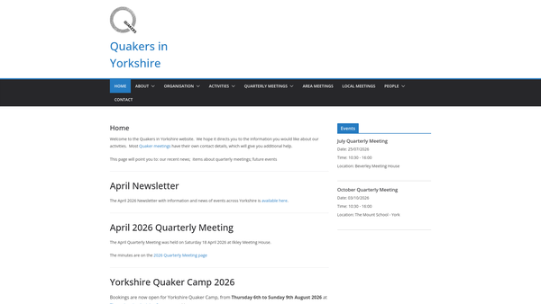 Screenshot of the Quakers In Yorkshire website