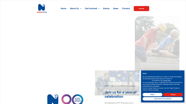 Screenshot of the Ne Youth website