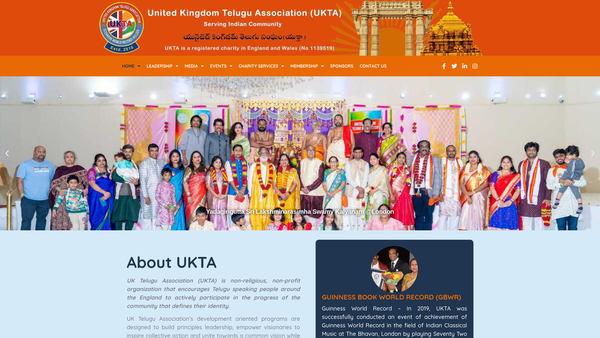 Screenshot of the UK Telugu Association website