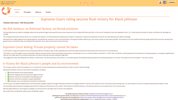 Screenshot of the Start Performing Community Organisation (Spco) website