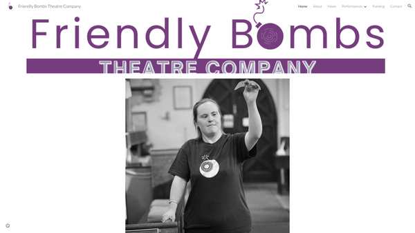 Screenshot of the Friendly Bombs Theatre Company website