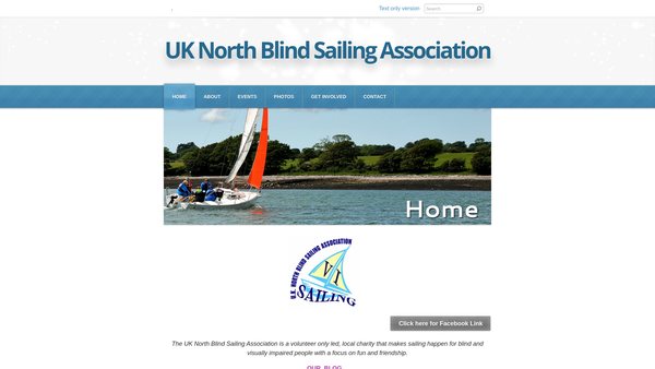 Screenshot of the UK North Blind Sailing Association website