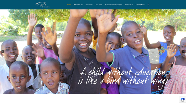 Screenshot of the The Tongole Foundation website