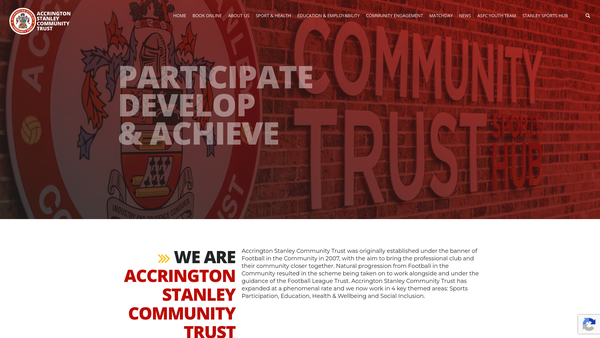 Screenshot of the Accrington Stanley Football In The Community Trust Limited website