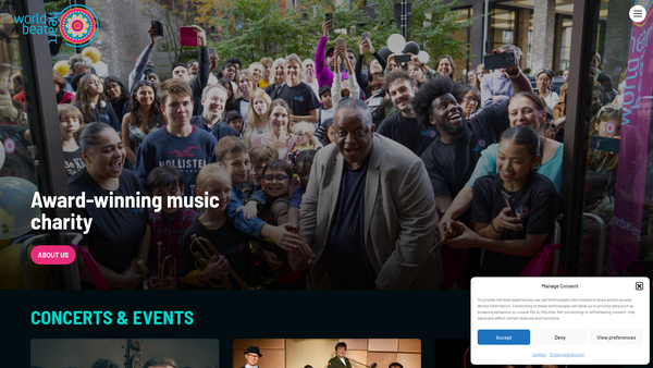 Screenshot of the World Heart Beat Music Academy Ltd website