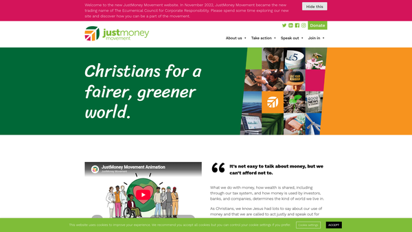 Screenshot of the The Ecumenical Council For Corporate Responsibility (Eccr) website